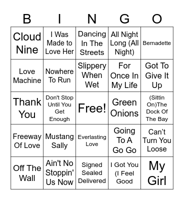 Motown & Soul Bingo Card