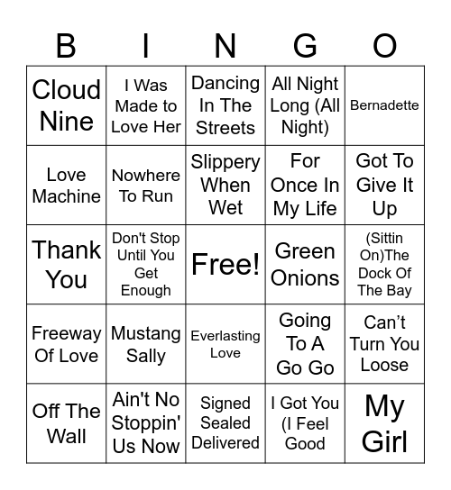 Motown & Soul Bingo Card