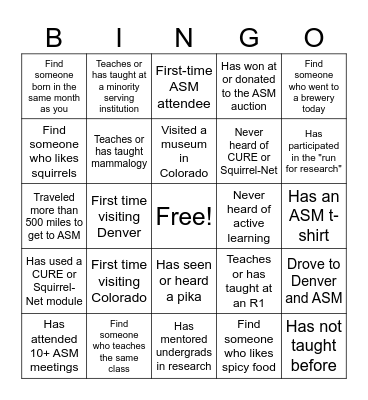 ASM 2024 Workshop Bingo Card