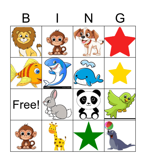 Amazing animals Bingo Card