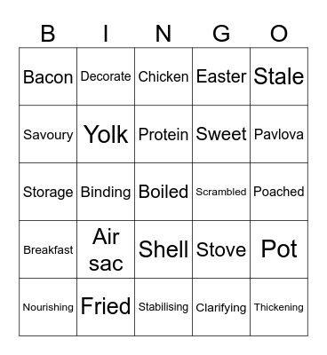 Eggs Bingo Card