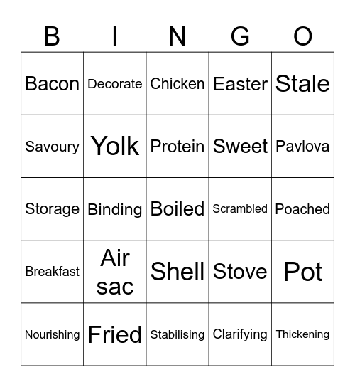 Eggs Bingo Card