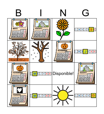 Bingo del calendario Bingo Card