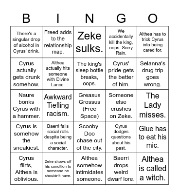 The Fete of Frozen Starlight Bingo Card