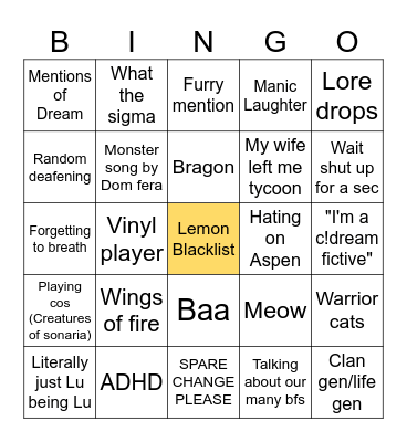 Lemon system bingo Card