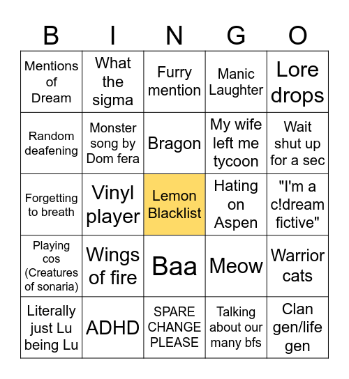 Lemon system bingo Card