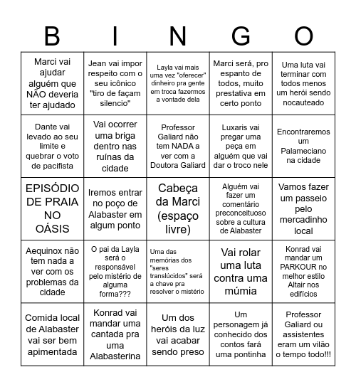 Bingo de Alabaster Bingo Card