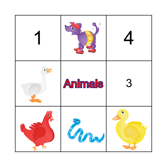 Animals Bingo Card