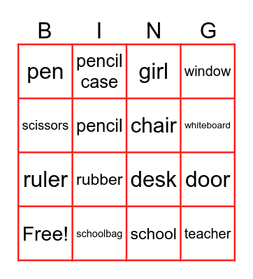 At School Bingo Card