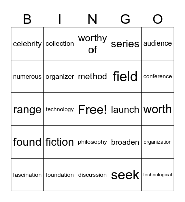 Unit 7 Vocabulary Bingo Card