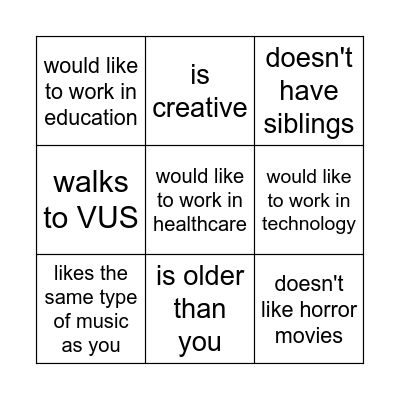 Find someone who Bingo Card