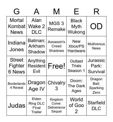 Summer Games Fest 2024 Bingo Card