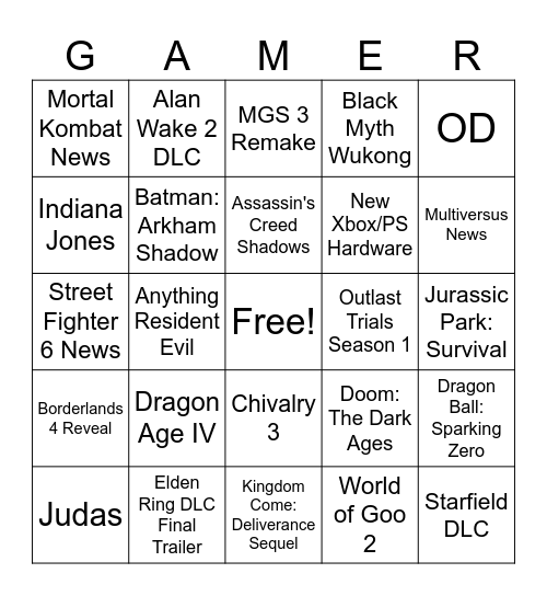 Summer Games Fest 2024 Bingo Card