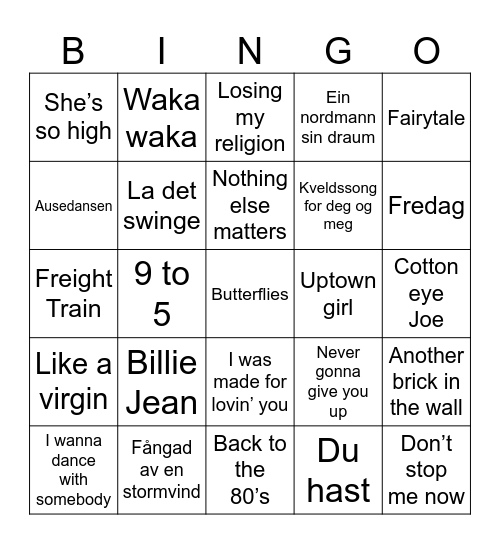 MUSIKKBINGO Card