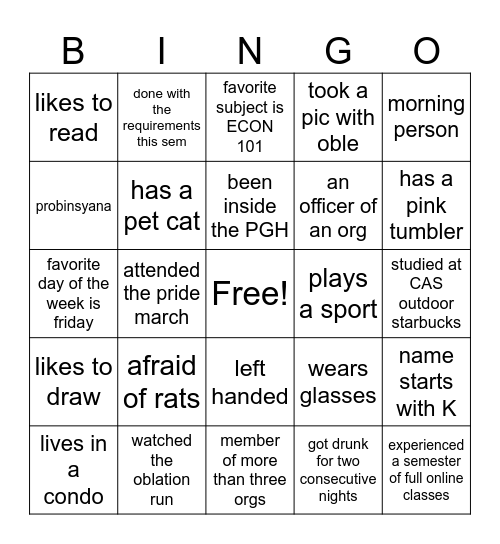 DevSoc Bingo! Bingo Card