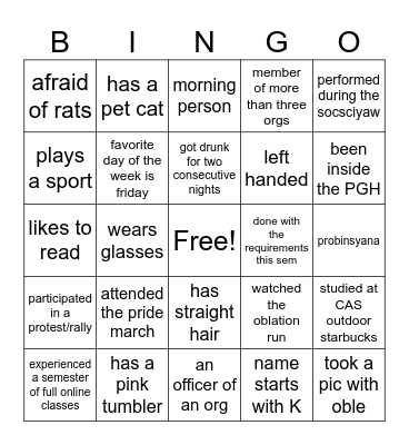 DevSoc Bingo! Bingo Card