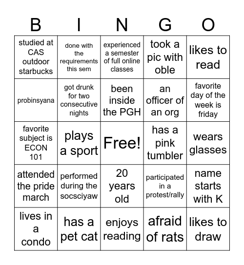 DevSoc Bingo! Bingo Card