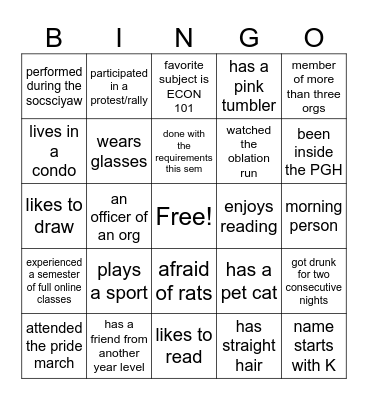 DevSoc Bingo! Bingo Card