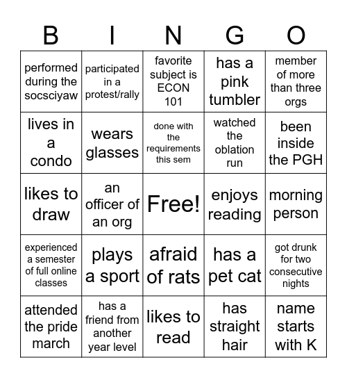 DevSoc Bingo! Bingo Card