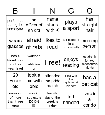 DevSoc Bingo! Bingo Card