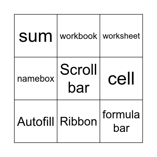 EXCEL Bingo Card