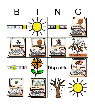 Bingo del calendario Bingo Card