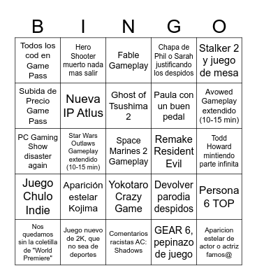 BINGO NOE3 24 Bingo Card