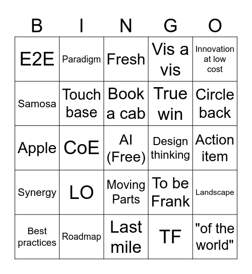 SRIB Bingo Card