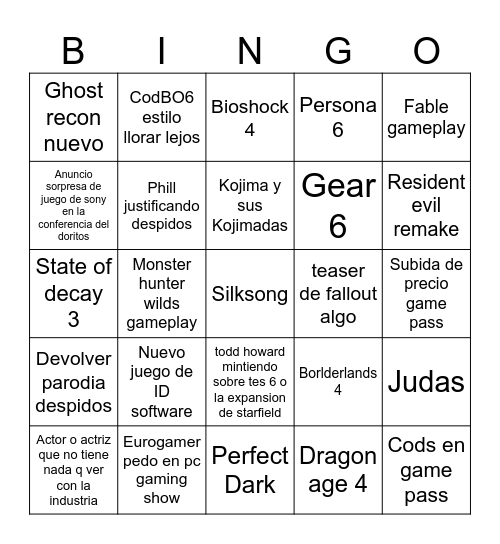 BINGO NOE3 24 Bingo Card