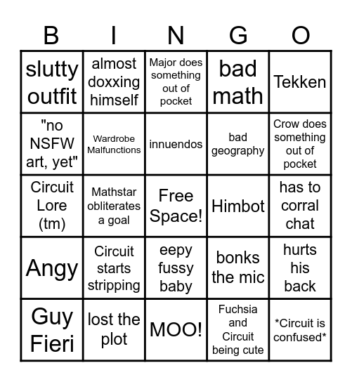 Circuit Stream Bingo! Bingo Card