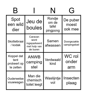 Camping BINGO Card