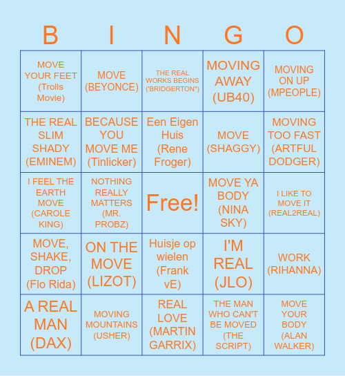 THE REAL MOVE.nl BINGO Card