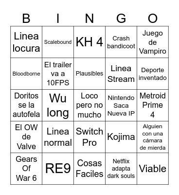 No E3 Bingo Card