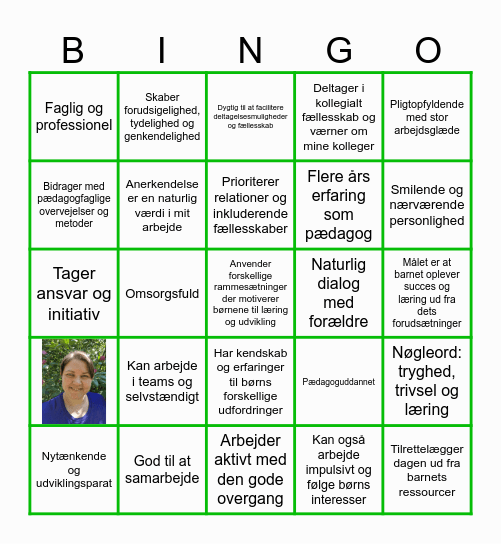 Få pladen fuld med Kristina som pædagog 2024 Bingo Card