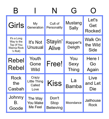MUSIC BINGO at the Ann Arbor Eagles! Bingo Card