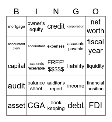Accounting Terms BINGO Card