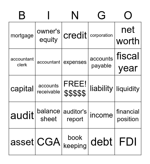 Accounting Terms BINGO Card