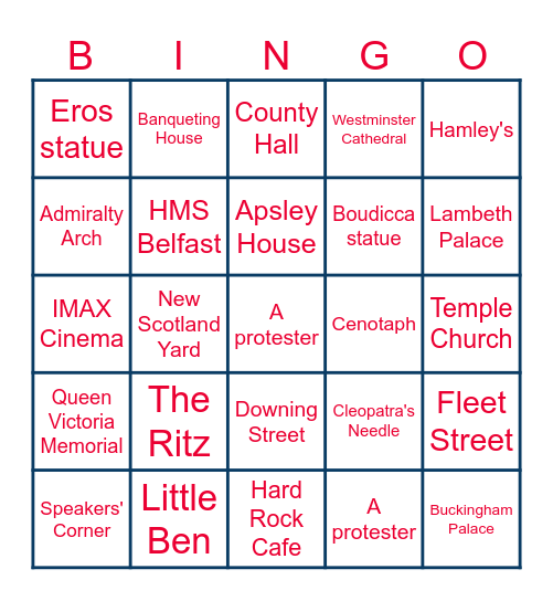 Drinkaware London Bingo Card