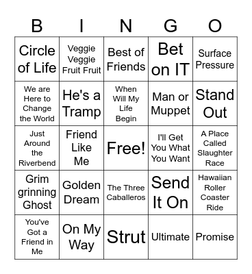 Disney Bingo Card