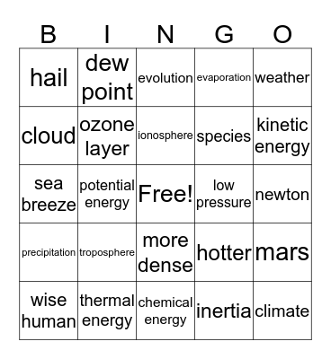 Final Exam Review gr. 7  Bingo Card