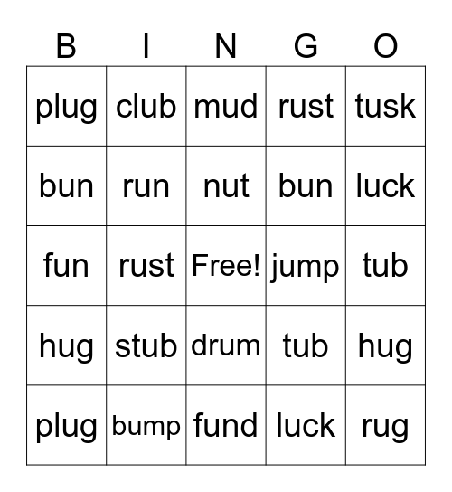 I Catch U! Bingo Card