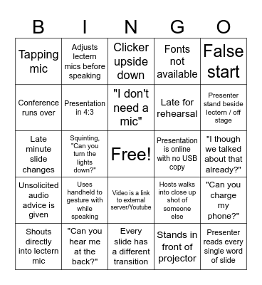 AV Bingo Card