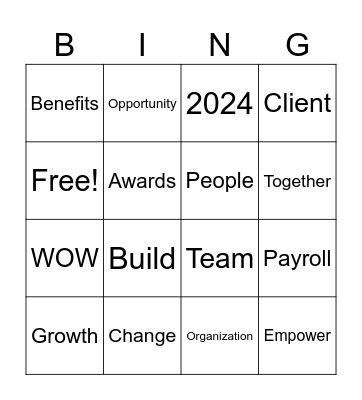 All Hands Bingo Card