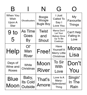 Movie Theme Songs Bingo Card