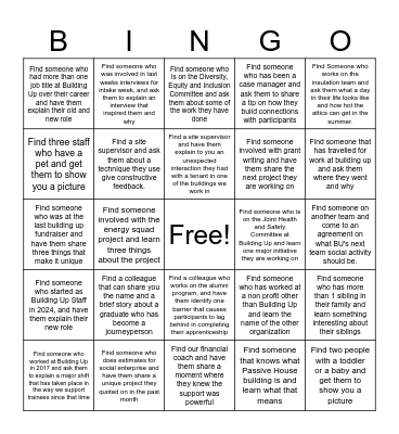 Building Up - Bingo Card