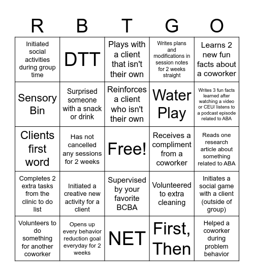 RBT BINGO Card