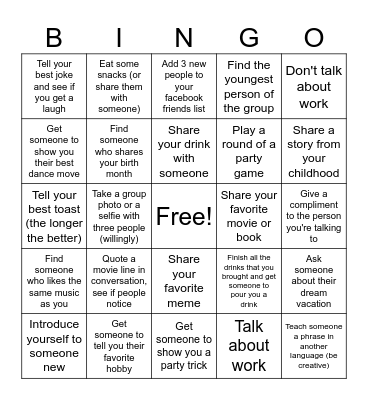 House Party Icebreaker of chains Bingo Card