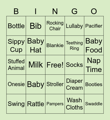 Desarare Baby Shower Bingo Card