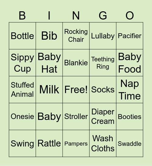 Desarare Baby Shower Bingo Card