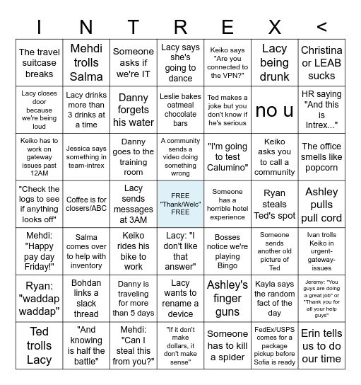 INTREX BINGO Card